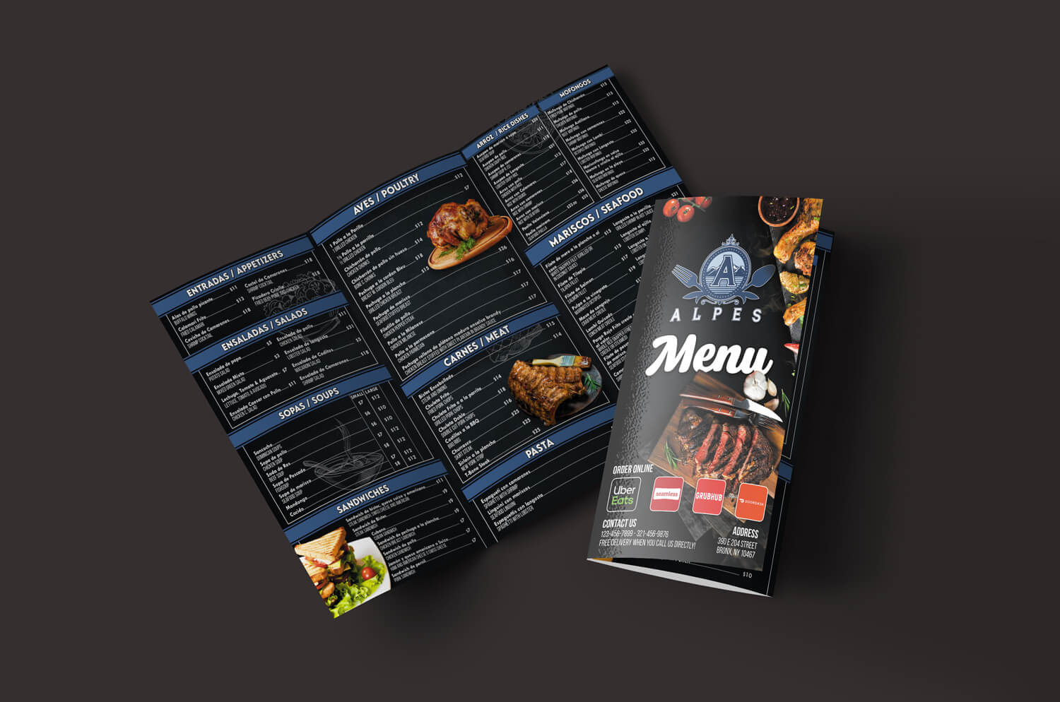 Bilingual trifold menu design