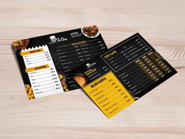 Modern horizontal menu design for restaurant